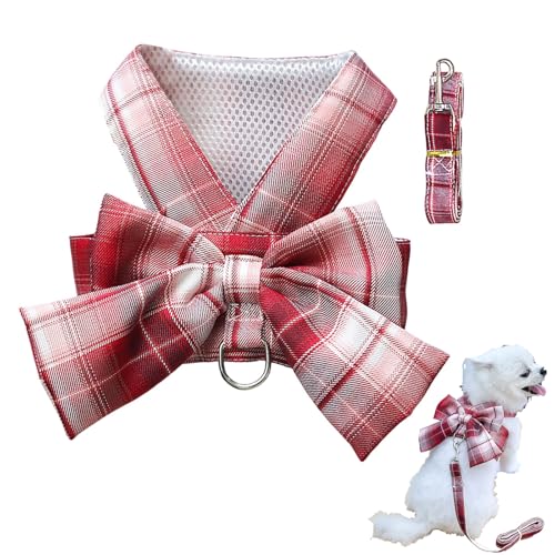 Brustgurt für kleine Hunde mit modischem Design, Atmungsaktiver 3-Schichten-Stoff, Einstellbarer & sicherer Sitz, Komfortabel für Innen Außenaktivitäten (Rot, M) von Feizikaw