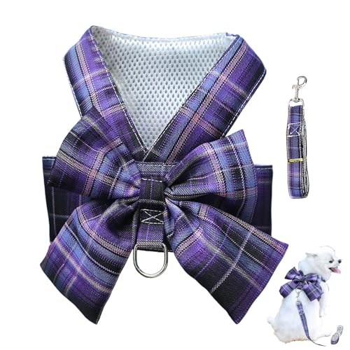 Brustgurt für kleine Hunde mit modischem Design, Atmungsaktiver 3-Schichten-Stoff, Einstellbarer & sicherer Sitz, Komfortabel für Innen Außenaktivitäten (Violett, XXL) von Feizikaw