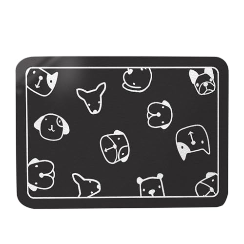 Campingteppich Outdoor Kieselgur-Teppich für Wohnzimmer und Schlafzimmer, Hunde-Design, Futtermatte, saugfähig, leicht zu reinigen, Futterunterlage für Haustiere (Black, A) von Feizikaw