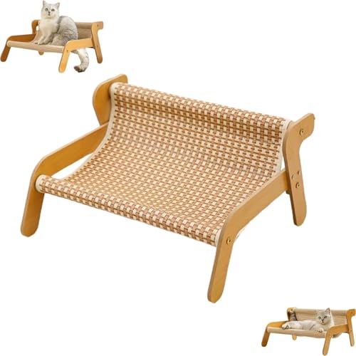 Der Katzenstuhl, Erhöhter Katzenstuhl mit Sisal-Kratzer & Kühlmatte - Abriebfeste Kratzpad-Lounge für Innenkatzen​ (Modell Kühler, 54x44x28cm) von Feizikaw