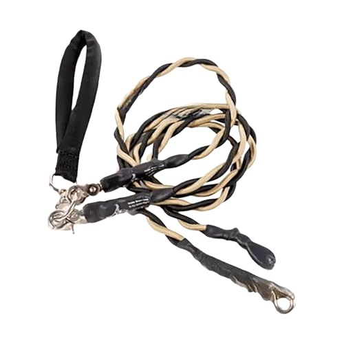 Doppel-Bungee-Hundeleine - Trainingsgerät mit 360°-Drehgelenk für kleine/mittlere/große Rassen | Polsterte Griffe, Knotenfrei, Stoßdämpfende Leine​ (Gold, M) von Feizikaw