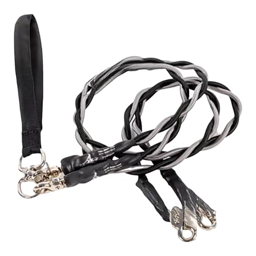 Doppel-Bungee-Hundeleine - Trainingsgerät mit 360°-Drehgelenk für kleine/mittlere/große Rassen | Polsterte Griffe, Knotenfrei, Stoßdämpfende Leine​ (Grau, M) von Feizikaw