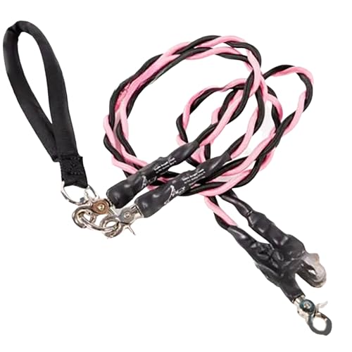 Doppel-Bungee-Hundeleine - Trainingsgerät mit 360°-Drehgelenk für kleine/mittlere/große Rassen | Polsterte Griffe, Knotenfrei, Stoßdämpfende Leine​ (Rosa, M) von Feizikaw