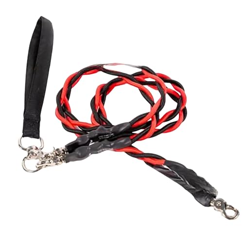 Doppel-Bungee-Hundeleine - Trainingsgerät mit 360°-Drehgelenk für kleine/mittlere/große Rassen | Polsterte Griffe, Knotenfrei, Stoßdämpfende Leine​ (Rot, L) von Feizikaw