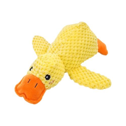 Feizikaw ​​Anti-Stress Unzerstörbares Hundefellkuscheltier mit Quietschfunktion | Interaktives Hundespielzeug Süßes Design (Orange, 28x25cm) von Feizikaw