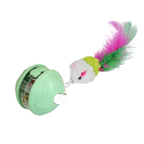 Feizikaw Beißspielzeug Hund Interaktives Katzenspielzeug mit Sprachalarm, verlorener Infrarot-Federkopf, abnehmbares Design für das Spielen im Innen- und Außenbereich (Light Green, 5X5cm) von Feizikaw
