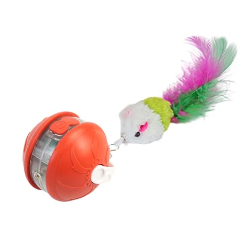 Feizikaw Beißspielzeug Hund Interaktives Katzenspielzeug mit Sprachalarm, verlorener Infrarot-Federkopf, abnehmbares Design für das Spielen im Innen- und Außenbereich (Red, 5X5cm) von Feizikaw