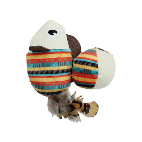 Feizikaw Hunde Kauspielzeug Indoor Cat Chew Zahnen für interaktive Cartoon-Design weiches, langlebiges Material für (Beige, 14x8cm) von Feizikaw