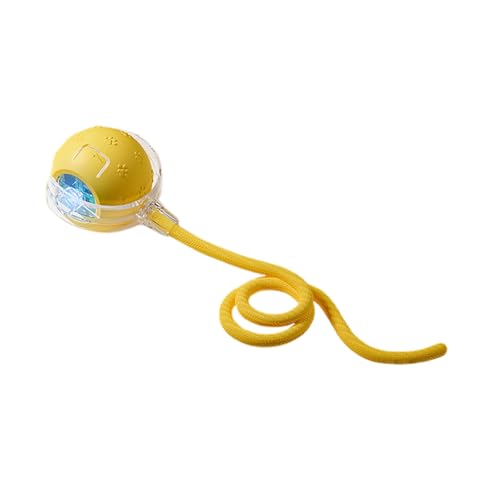 Feizikaw Interaktives Vogelsingen-Katzentoy – Spielball mit echten Vogelgeräuschen, Katzepuzzle-Futterspender, Katzenball interaktiver spielball mit Schwanz für Katzen und Hunde (Gelb) von Feizikaw