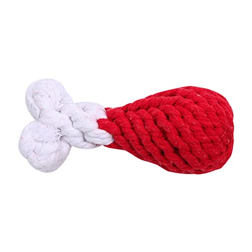 Feizikaw Kauspielzeug Hund Strickendes Haustier-Baumwollseil-Strickhähnchenschenkel-Simulations-Baumwollseil-Katzen- Hundespielzeug (Red, One Size) von Feizikaw