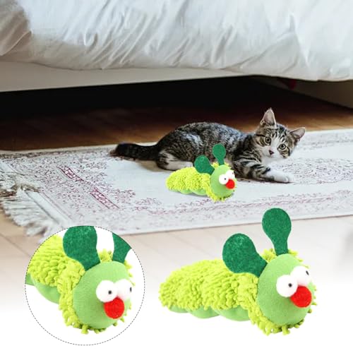 Feizikaw Kauspielzeug Katze Interaktives Katzenspielzeug, interaktives quietschendes Katzenspielzeug, Kauspielzeug für Haustiere (C) (Green, 28x6x5cm) von Feizikaw