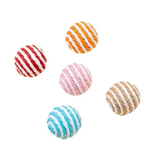 Feizikaw Kauspielzeug Welpe Sisal-Katzenspielzeug, interaktives rollendes Kratzspielzeug, Sisalschnur-Rassel mit gewebten Fasern für Hauskatzen (zufällige Farbe) (White, 4cm) von Feizikaw