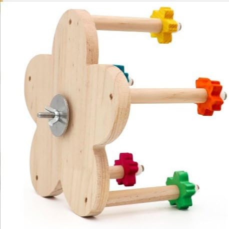 Figuren Garten Wetterfest Vogelspielzeug, rotierendes Spielzeug mit Lagern, Holzpapageien, Riesenradspielzeug mit Es, hängender Vogelständer, Käfigzubehör für Papageien, (Light Green, 20x20x10) von Feizikaw
