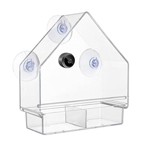 Futterhaus mit Kamera 1080P Nachtversion Kamera WiFi-Fernverbindung zum Mobiltelefon für die im Freien, Fotos, Vogelliebhaber (Clear, One Size) von Feizikaw