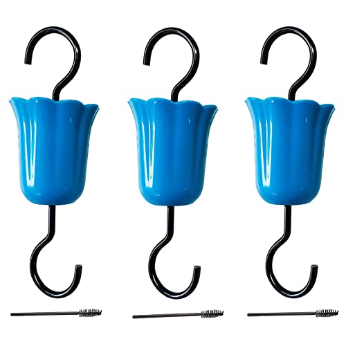 FuttersäUle Mit SchutzkäFig 3er-Pack Wassergrabenhaken für -Oriole-Nektar-Feeder, bunter Kunststoff-Metallhaken, Futterspender, Garten-Haken (Blue, One Size) von Feizikaw