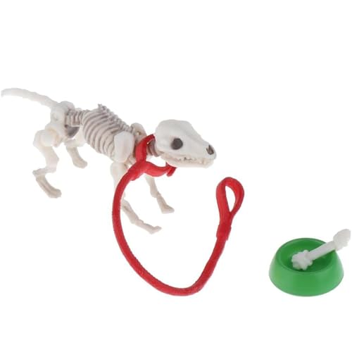Halloween Deko Figuren Miniatur Hundenapf Set Dekoratives PVC bewegliches Welpe Accessoire für Spielzeugzimmer Display Unikat Halloween oder Gothic (White, 6X4CM) von Feizikaw