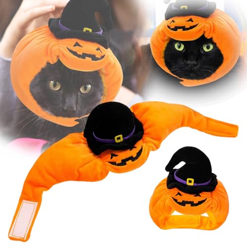 Halloween-Kostüme mit Fledermaus Halloween Haustierkostüm für Hunde und Katzen, Tierkostüm, süße Partykleidung, Haustierkleidung, Cosplay-Kostüm (Orange, 37x9x9cm) von Feizikaw