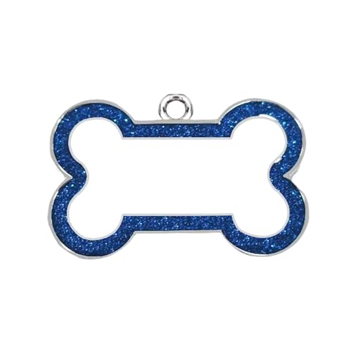 Halsband Welpe Erkennungsmarken, Edelstahl-Haustier-ID-Tags mit glitzerndem Knochen-Design, Hundenamensschild mit Gravur für Hunde, Welpen, Katzen (Blue, 3x4.5x1) von Feizikaw