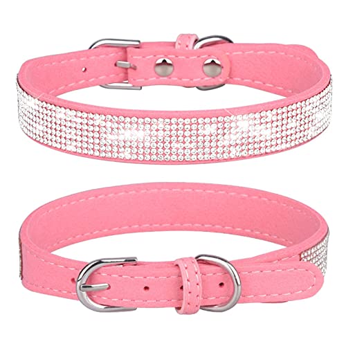 Halsband Welpe Verstellbares Halsband für Haustiere, personalisierbar, niedlich, schillernd, funkelnd, weich, für Hunde, Katzen, Strass, Kristalldiamant, Haustier, Hund, Welpenhalsbänder, kleine (L) von Feizikaw
