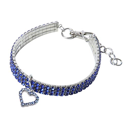 Haustierbänder Geformte Phantasie-Kragen Hund Herz Bling Strass Tierhunde Halskette Halskette (Blue, L) von Feizikaw