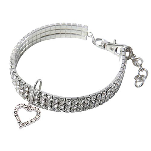 Haustierbänder Geformte Phantasie-Kragen Hund Herz Bling Strass Tierhunde Halskette Halskette (White, M) von Feizikaw