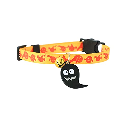 Haustierbänder Halloween- Schnallen-Geschenk-Haustier mit kleinen Sicherheitsglocken-Liebhabern für Haustier-Halloween-Halsband-Haustierhalsbänder (Gold, S) von Feizikaw