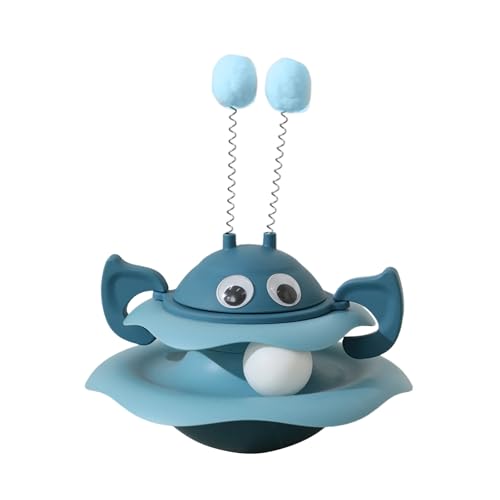 Hunde Kauspielzeug Unzerstörbar Interaktives Katzenspielzeug-Set, Tumbler-Design, Federstab und Spur bringen (dauerhafte Langeweile bei Katzen) (Blue, 25x20cm) von Feizikaw
