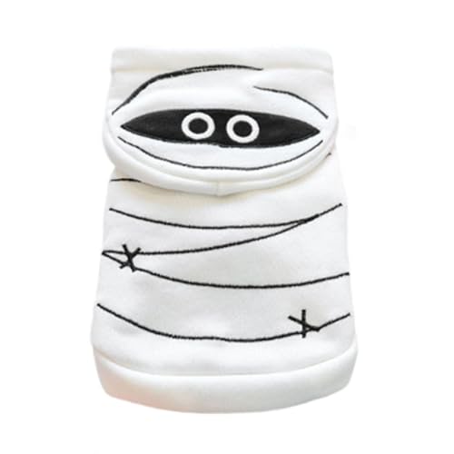 Hunde Klamotten Halloween-Haustierkostüm für Hunde Katzen, Kapuzenpullover Polyester, süße Haustierkleidung für Partys im Innen- Außenbereich (White4, 25x18x1cm) von Feizikaw