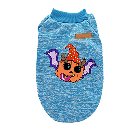 Hunde Klamotten Halloween-Hemden Welpenhemden Haustierkleidung Lustige Halloween-Cosplay-Haustierkostüme (Sky Blue, XS) von Feizikaw