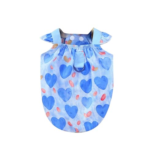 Hunde Klamotten Haustierkleidung Frühling Sommer Produkte Heimtierbedarf Kleiner Hund 24 Pfirsichherz-Shirt (Blue, XL) von Feizikaw