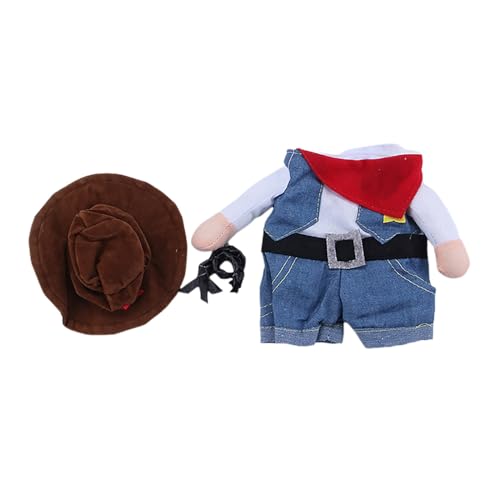 Hunde Klamotten Hunde Katzen, lustiges Cowboy-Wechsel-Outfit, stehend, lustiges Outfit (Blue, M) von Feizikaw