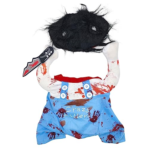 Hunde Kleidung für Kleine Hunde 2023 Lustige Halloween-Haustierkostüme, Goofy-Hund mit Formwerkzeug, Kleidung mit Hut (Blue, L) von Feizikaw