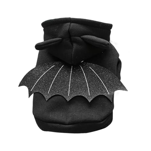 Hunde Kleidung für Kleine Hunde Halloween-Haustierkostüm, Fledermaus-Kapuzenpullover für Hunde Katzen, Polyester, süßes, warmes Outfit für Cosplay-Partys im Innen- Außenbereich (Black3, 25x18x1cm) von Feizikaw