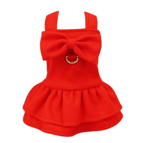 Feizikaw Hunde Kleidung für Kleine Hunde Haustierkleidung Kleine und mittelgroße Hundekleidung Herbst und Winter Baumwollröcke Haustier-Weihnachtskleidung Baumwollmäntel Wollröcke (Red, S) von Feizikaw