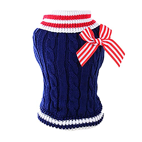 Hundepullover sanft Klassische Kleidung im Strick-Navy Sweater Katzenpulli Dog Coat Dog Basketball Basketball Winter Pulli Seilstrick Tier Tier warm Kleidung (Blue, M) von Feizikaw