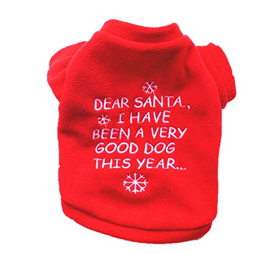 Hundepullover sanft Kleidung Langer Hund Haustier Haustier Hund Drucken Weihnachten Ärmel Top Winter Haustierkleidung (Red, XS) von Feizikaw