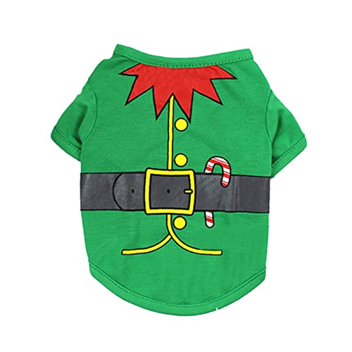 Feizikaw Hundepullover sanft Weiche Haustier-Nette Tierkleid-Kleidungs-Mode-Dekorationen Kreuz-Kleidungs-Hundeform-Dekorations-Weihnachtskatzen-Karikatur-Haustier-Haustierkleidung (Green, XS) von Feizikaw