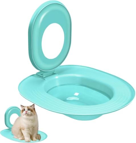 Katzen-Toiletten-Trainingssystem wiederverwendbar | Hundefreundlicher Toilettentrainer für Katzen | Rutschfestes Trainingskit mit Silikonrand (Blau) von Feizikaw