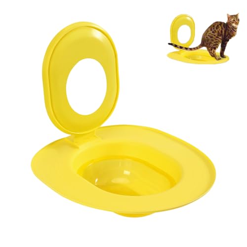 Katzen-Toiletten-Trainingssystem wiederverwendbar | Hundefreundlicher Toilettentrainer für Katzen | Rutschfestes Trainingskit mit Silikonrand (Gelb) von Feizikaw