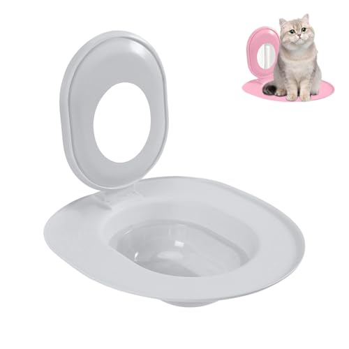 Katzen-Toiletten-Trainingssystem wiederverwendbar | Hundefreundlicher Toilettentrainer für Katzen | Rutschfestes Trainingskit mit Silikonrand (Grau) von Feizikaw