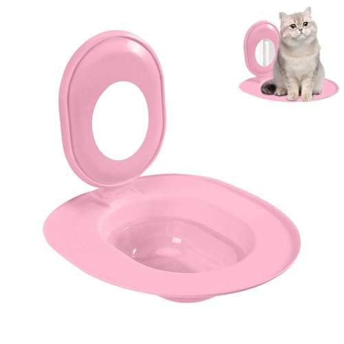 Katzen-Toiletten-Trainingssystem wiederverwendbar | Hundefreundlicher Toilettentrainer für Katzen | Rutschfestes Trainingskit mit Silikonrand (Rosa) von Feizikaw