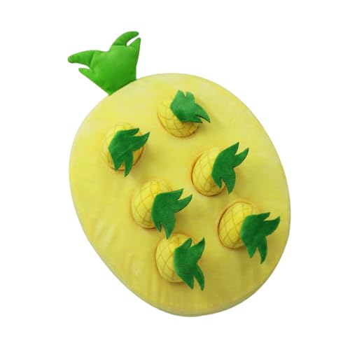 Kauspielzeug Hund Unzerstörbar Interaktives Hundespielzeug, quietschendes Ananas-Schnüffelpad für Hunde, Puzzle-Spielzeug, 2-in-1, rutschfestes Nasenfütterungsspiel gegen Stress (Yellow, 30x25cm) von Feizikaw