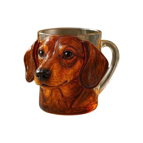 ​​Kompakte Trinkflasche für Auto​​ Glasbecher mit Hundegesicht, einzigartiges dekoratives Trinkglas für Zuhause, Wohnzimmer und Küche, 12 x 8 cm, klares Glasgeschirr (A, 12x8cm) von Feizikaw