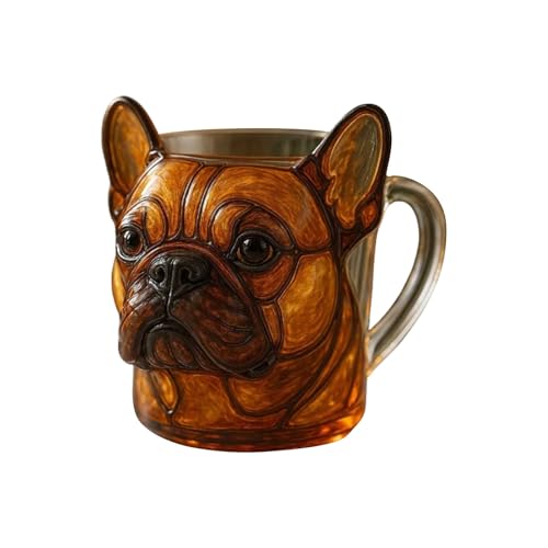 ​​Kompakte Trinkflasche für Auto​​ Glasbecher mit Hundegesicht, einzigartiges dekoratives Trinkglas für Zuhause, Wohnzimmer und Küche, 12 x 8 cm, klares Glasgeschirr (B, 12x8cm) von Feizikaw