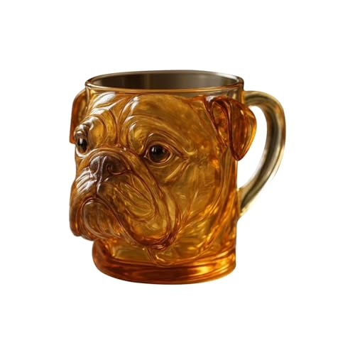 ​​Kompakte Trinkflasche für Auto​​ Glasbecher mit Hundegesicht, einzigartiges dekoratives Trinkglas für Zuhause, Wohnzimmer und Küche, 12 x 8 cm, klares Glasgeschirr (C, 12x8cm) von Feizikaw