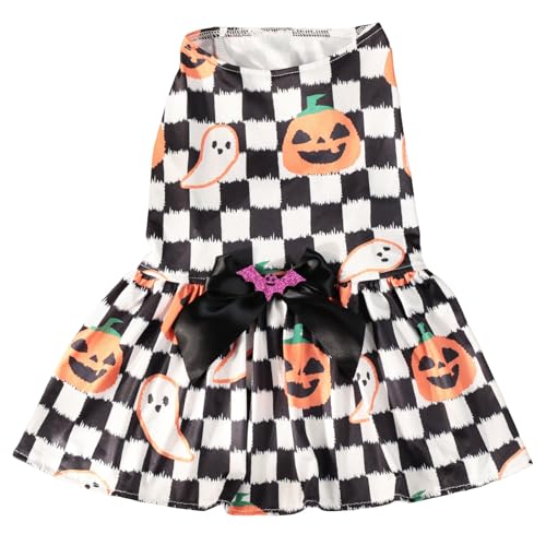 Kostüme für Katzen 2024 Halloween Haustier Hund Kleidung M Agic Kürbis Lila Fledermaus Kleine Mittlere Hund Rock (White, XL) von Feizikaw