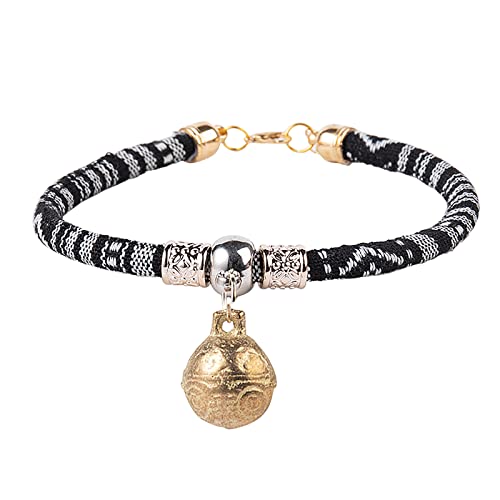 Kragen Hund Pet Buntes Halsband für kleine Haustiere, Katzen, Hunde, verstellbares Baumwollhalsband (Black, XS) von Feizikaw