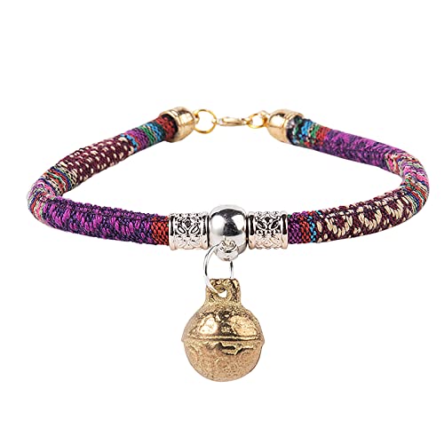 Kragen Hund Pet Buntes Halsband für kleine Haustiere, Katzen, Hunde, verstellbares Baumwollhalsband (Purple, XS) von Feizikaw