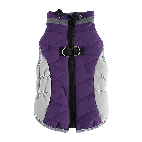 Shirts für Hunde Winter Baumwolle Gepolsterte Hundekleidung Brust Zurück Reißverschluss Jacke Haustier Kleidung Brust Zurück Traktion Set (Purple, S) von Feizikaw
