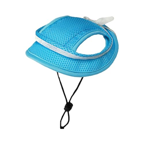 Vêtements Pour Animaux de Compagnie Sommer Neue Haustier Hut Atmungsaktive Sonnenschirm Katze Und Hund Hut Bogen Ohr Leckage Hund Liefert (Blue, S) von Feizikaw